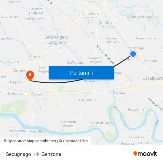 Secugnago to Genzone map