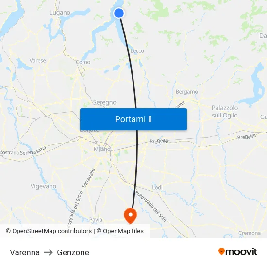 Varenna to Genzone map