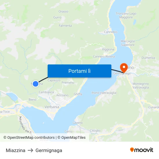 Miazzina to Germignaga map