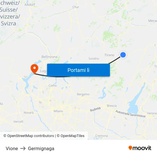 Vione to Germignaga map