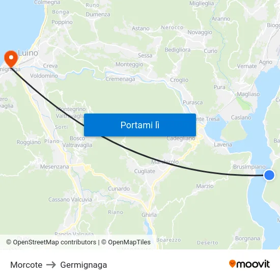 Morcote to Germignaga map