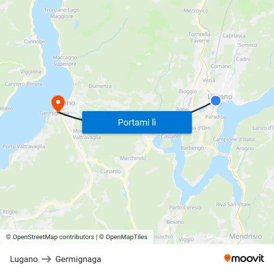 Lugano to Germignaga map