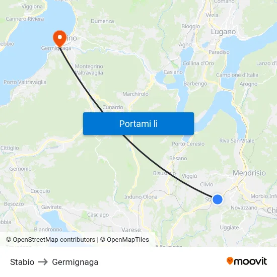 Stabio to Germignaga map