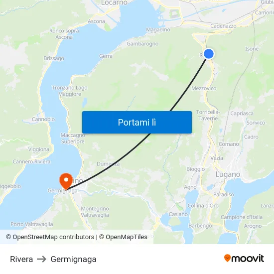 Rivera to Germignaga map