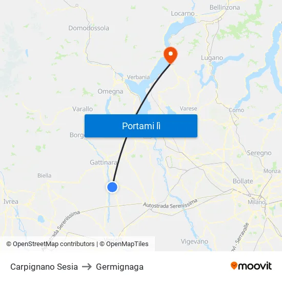 Carpignano Sesia to Germignaga map
