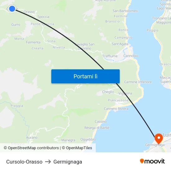 Cursolo-Orasso to Germignaga map