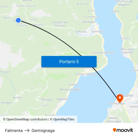 Falmenta to Germignaga map