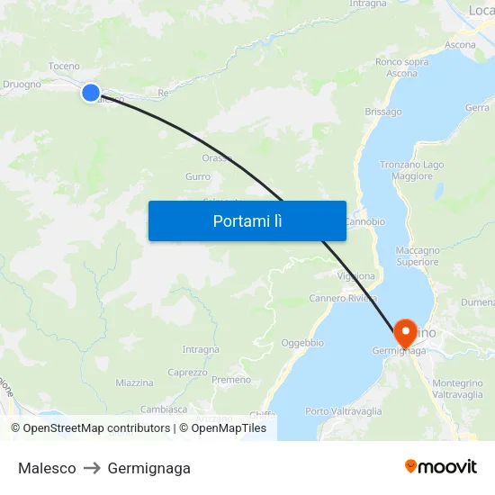 Malesco to Germignaga map