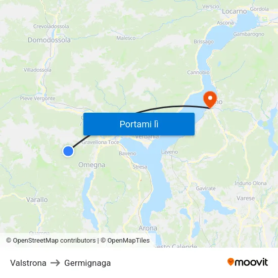 Valstrona to Germignaga map