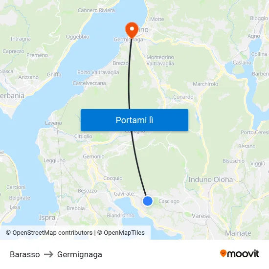 Barasso to Germignaga map