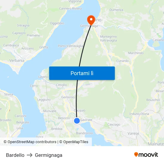 Bardello to Germignaga map