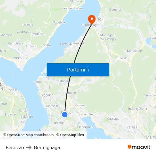 Besozzo to Germignaga map