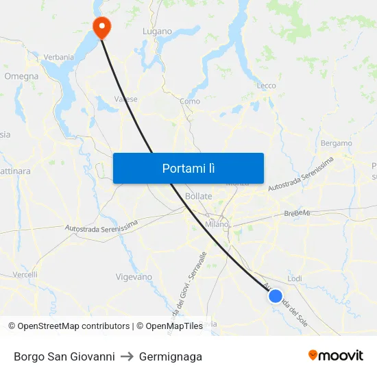 Borgo San Giovanni to Germignaga map