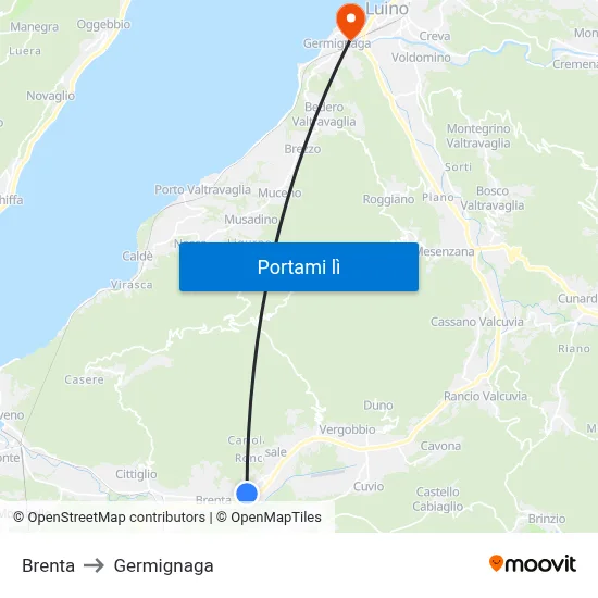 Brenta to Germignaga map