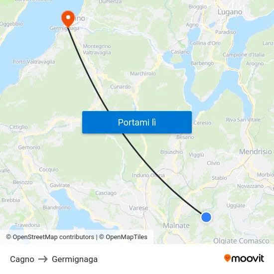 Cagno to Germignaga map