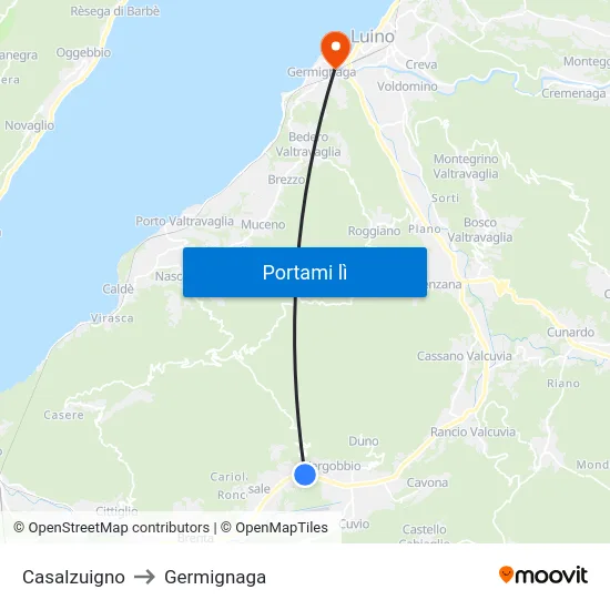 Casalzuigno to Germignaga map