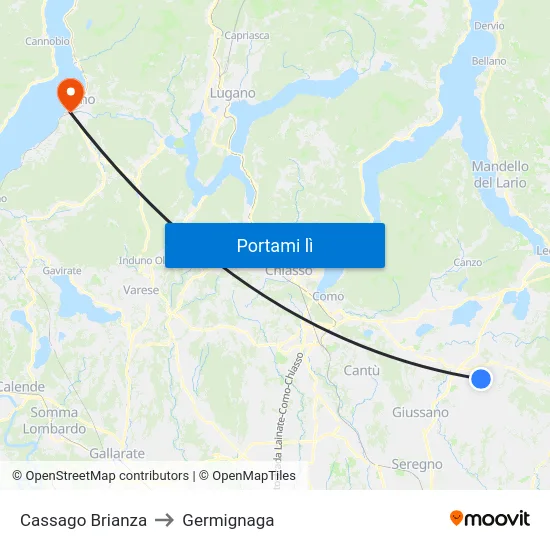 Cassago Brianza to Germignaga map