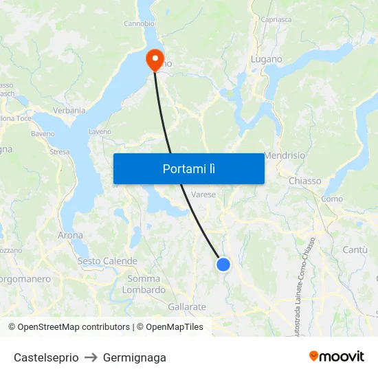 Castelseprio to Germignaga map