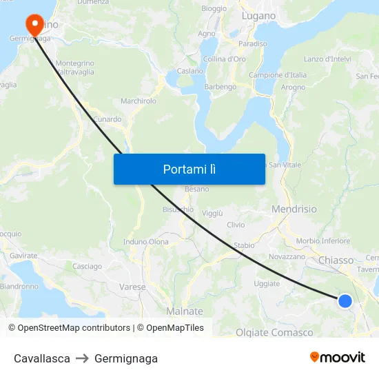 Cavallasca to Germignaga map