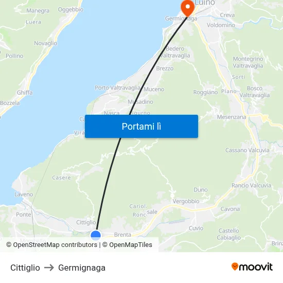 Cittiglio to Germignaga map