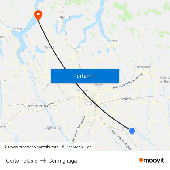 Corte Palasio to Germignaga map