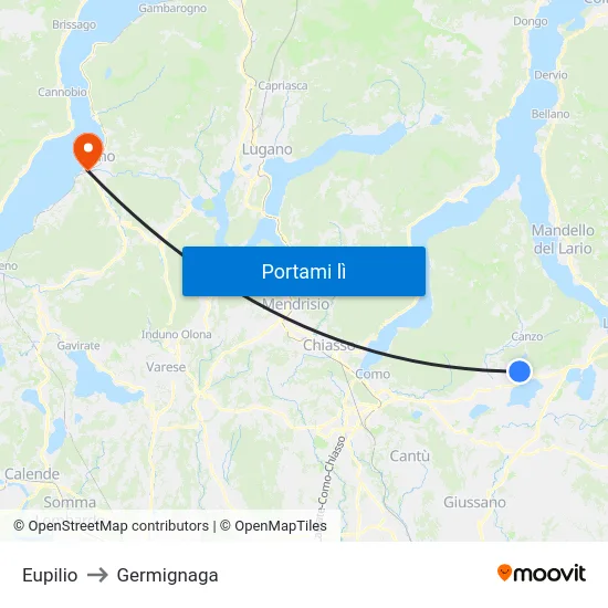 Eupilio to Germignaga map