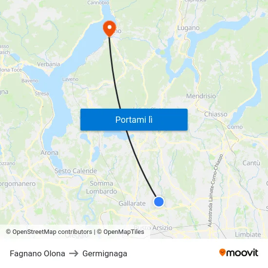 Fagnano Olona to Germignaga map