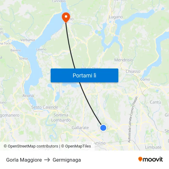 Gorla Maggiore to Germignaga map
