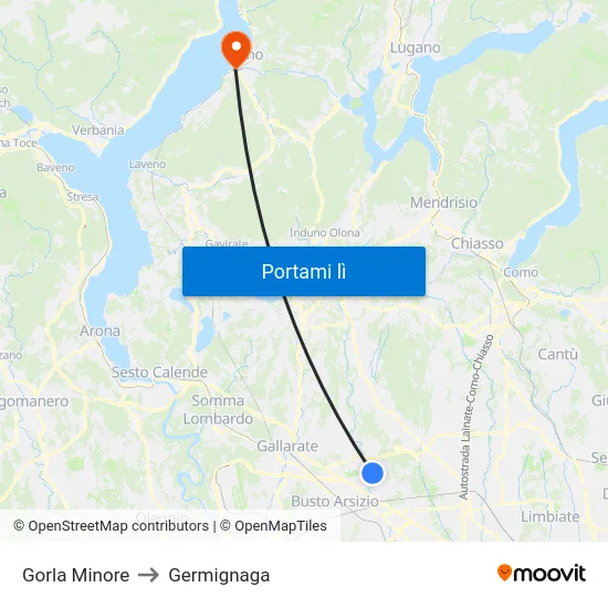 Gorla Minore to Germignaga map