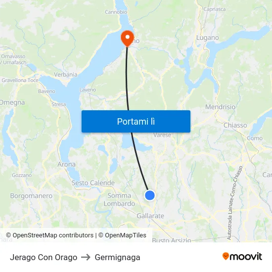 Jerago Con Orago to Germignaga map