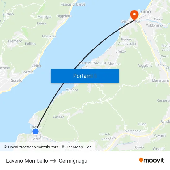Laveno-Mombello to Germignaga map