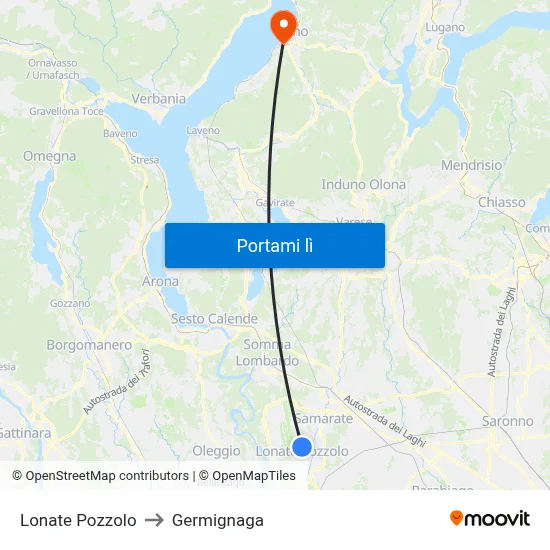 Lonate Pozzolo to Germignaga map