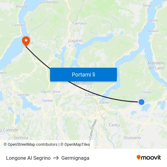 Longone Al Segrino to Germignaga map