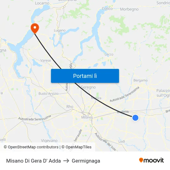 Misano Di Gera D' Adda to Germignaga map
