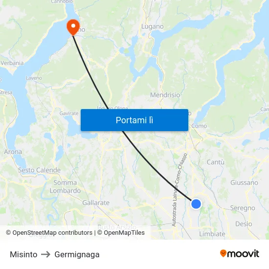 Misinto to Germignaga map