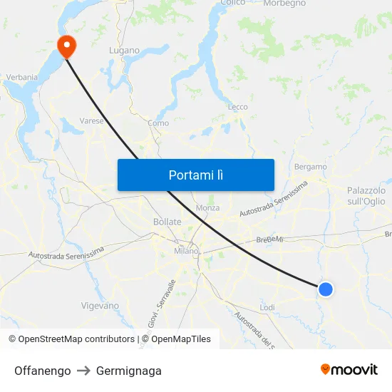 Offanengo to Germignaga map