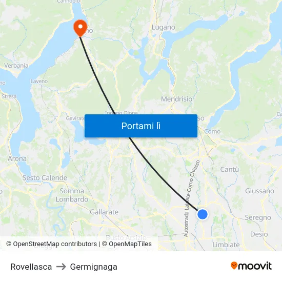 Rovellasca to Germignaga map