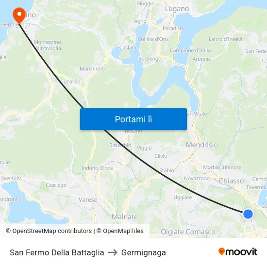 San Fermo Della Battaglia to Germignaga map