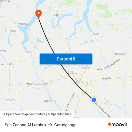 San Zenone Al Lambro to Germignaga map