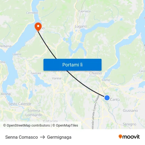 Senna Comasco to Germignaga map