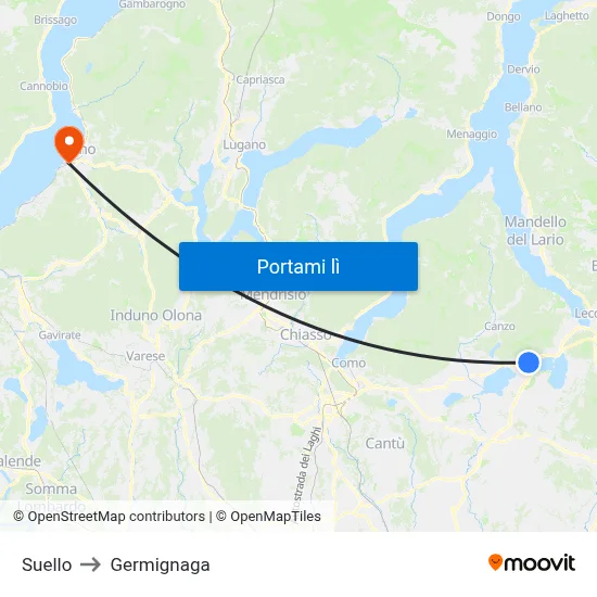 Suello to Germignaga map