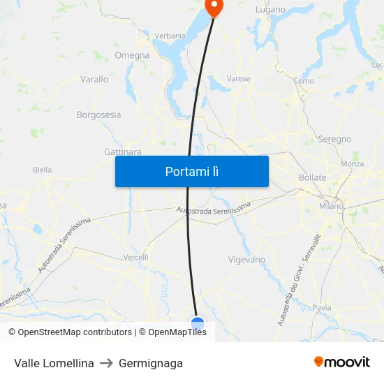 Valle Lomellina to Germignaga map