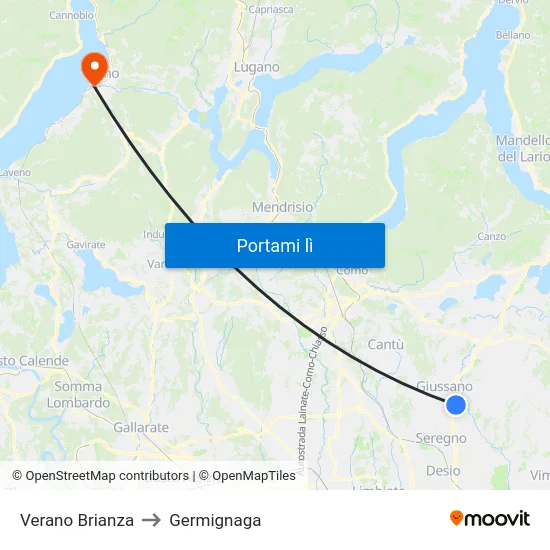 Verano Brianza to Germignaga map