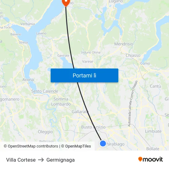 Villa Cortese to Germignaga map