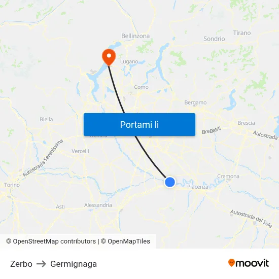 Zerbo to Germignaga map