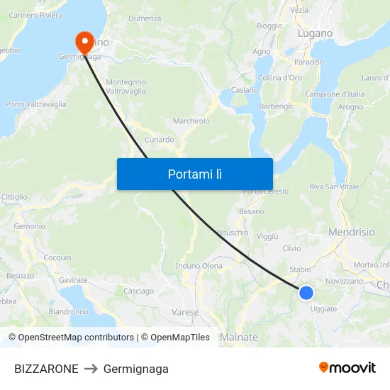 BIZZARONE to Germignaga map