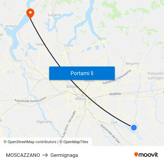 MOSCAZZANO to Germignaga map