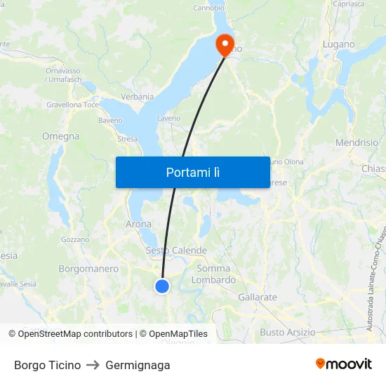 Borgo Ticino to Germignaga map
