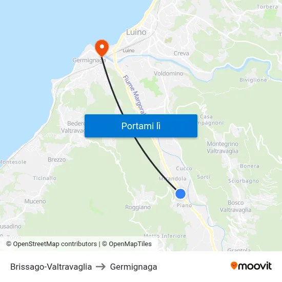 Brissago-Valtravaglia to Germignaga map