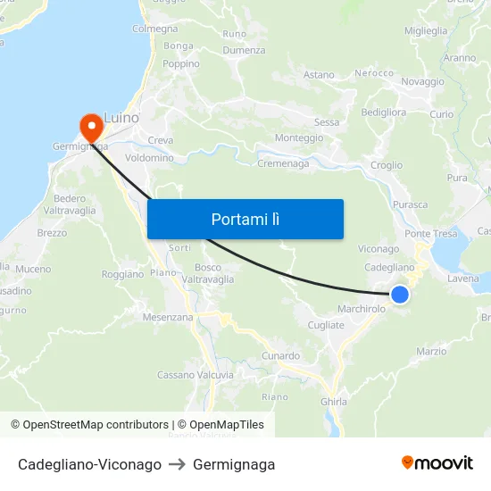 Cadegliano-Viconago to Germignaga map